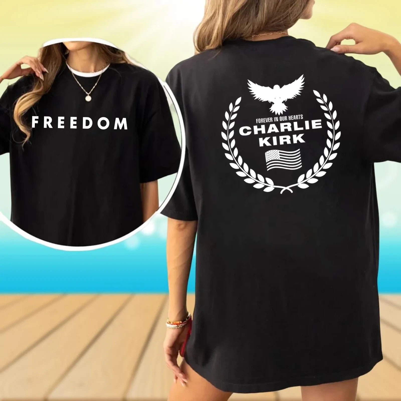 Charlie Kirk T-Shirt, Charlie Kirk Forever in Our Hearts USA